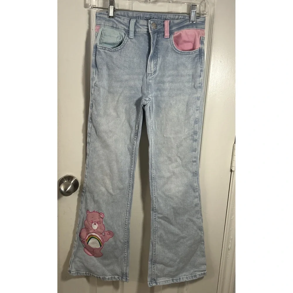Justice Care Bears Girls Bootcut Jeans Size 12 Light Wash